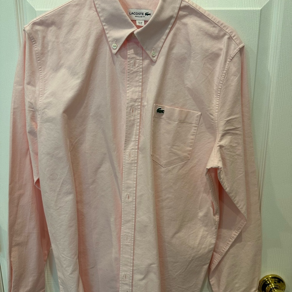 Lacoste Men's Light Pink Button-Down Dress Shirt - NEVER WORN